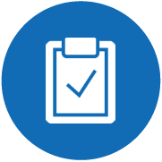Icons on circles_Blue - document verification